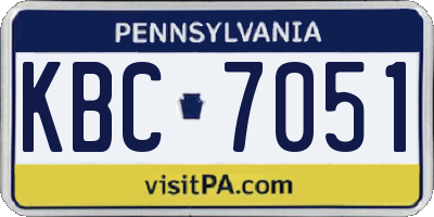 PA license plate KBC7051