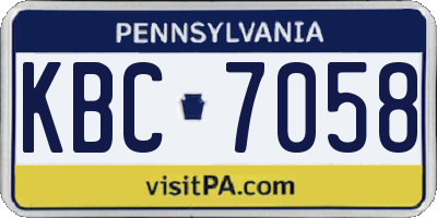 PA license plate KBC7058
