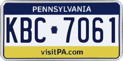 PA license plate KBC7061