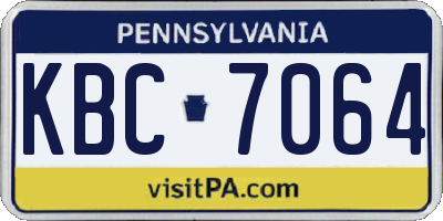 PA license plate KBC7064