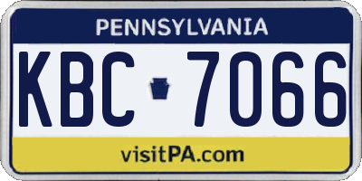 PA license plate KBC7066