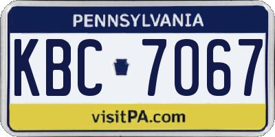 PA license plate KBC7067