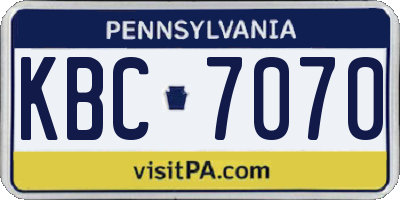 PA license plate KBC7070