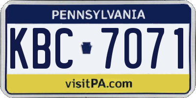 PA license plate KBC7071