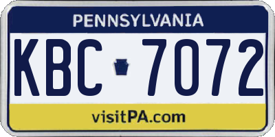PA license plate KBC7072