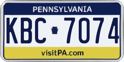 PA license plate KBC7074