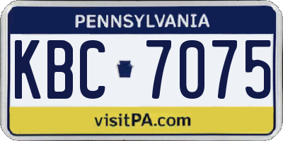 PA license plate KBC7075