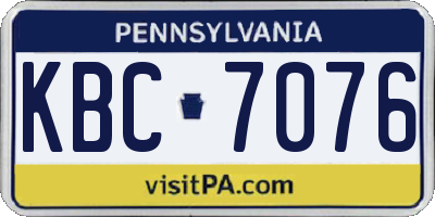 PA license plate KBC7076