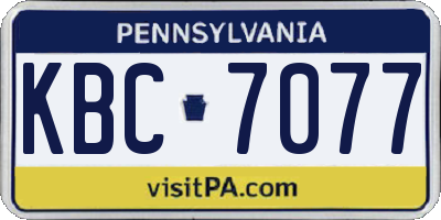 PA license plate KBC7077