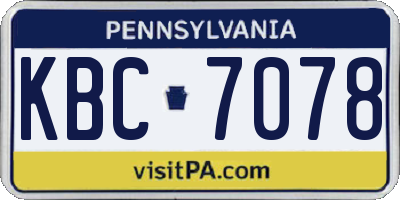 PA license plate KBC7078