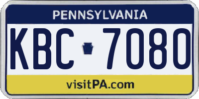 PA license plate KBC7080