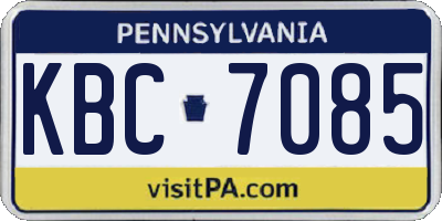 PA license plate KBC7085