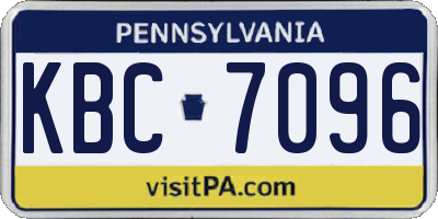 PA license plate KBC7096