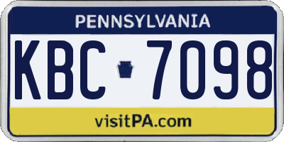 PA license plate KBC7098