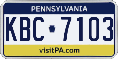 PA license plate KBC7103