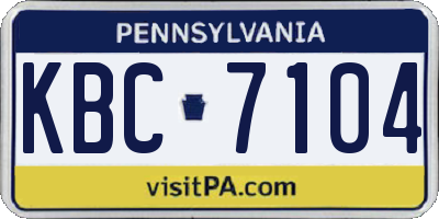 PA license plate KBC7104