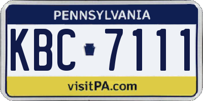 PA license plate KBC7111