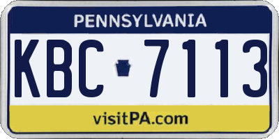 PA license plate KBC7113