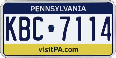 PA license plate KBC7114