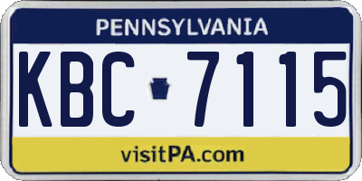 PA license plate KBC7115