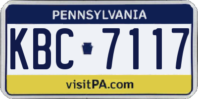 PA license plate KBC7117