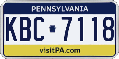 PA license plate KBC7118