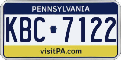 PA license plate KBC7122