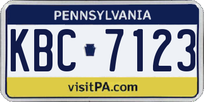 PA license plate KBC7123