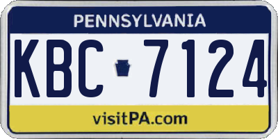 PA license plate KBC7124