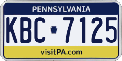 PA license plate KBC7125