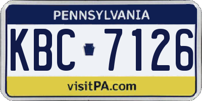 PA license plate KBC7126