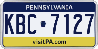 PA license plate KBC7127