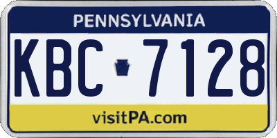 PA license plate KBC7128