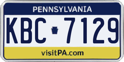 PA license plate KBC7129