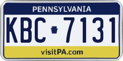 PA license plate KBC7131