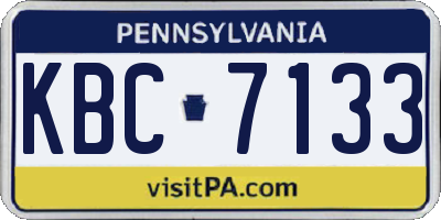 PA license plate KBC7133