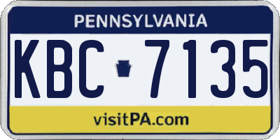 PA license plate KBC7135