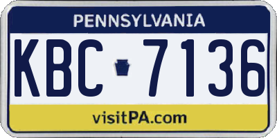 PA license plate KBC7136