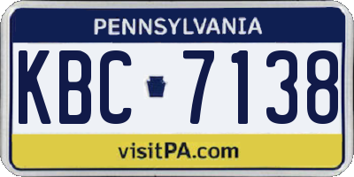 PA license plate KBC7138