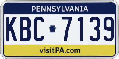 PA license plate KBC7139