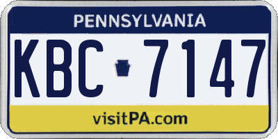 PA license plate KBC7147