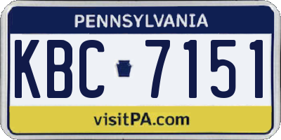 PA license plate KBC7151