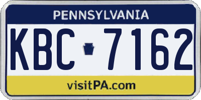 PA license plate KBC7162
