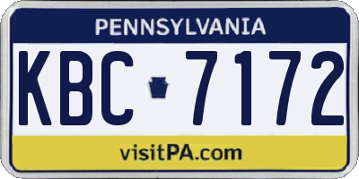 PA license plate KBC7172