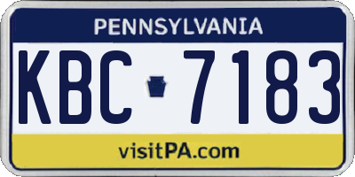 PA license plate KBC7183