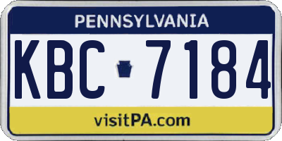 PA license plate KBC7184