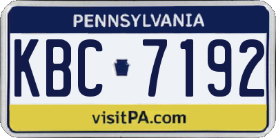 PA license plate KBC7192