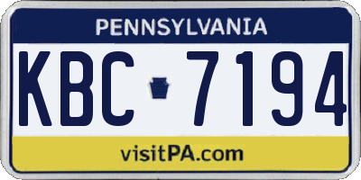 PA license plate KBC7194