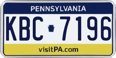 PA license plate KBC7196