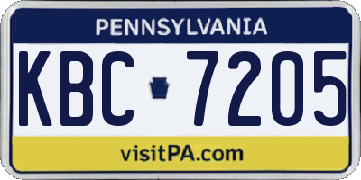 PA license plate KBC7205